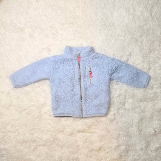 Baby Fleece Jacket 12m Blue Sherpa Zip Up Carter’s Lightweight